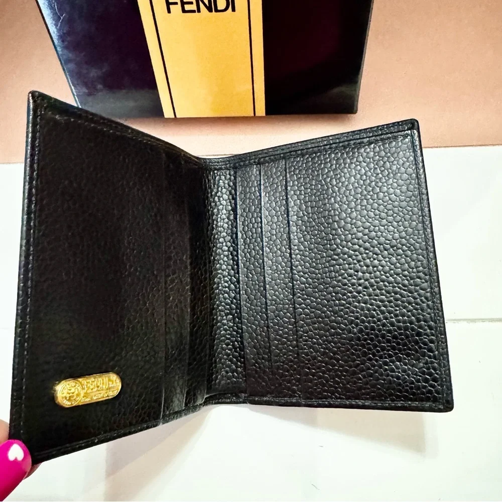 New Men’s Fendi Black Leather Bi-Fold Wallet